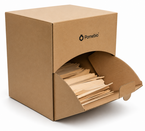 Houten Bestek in Dispenserboxes